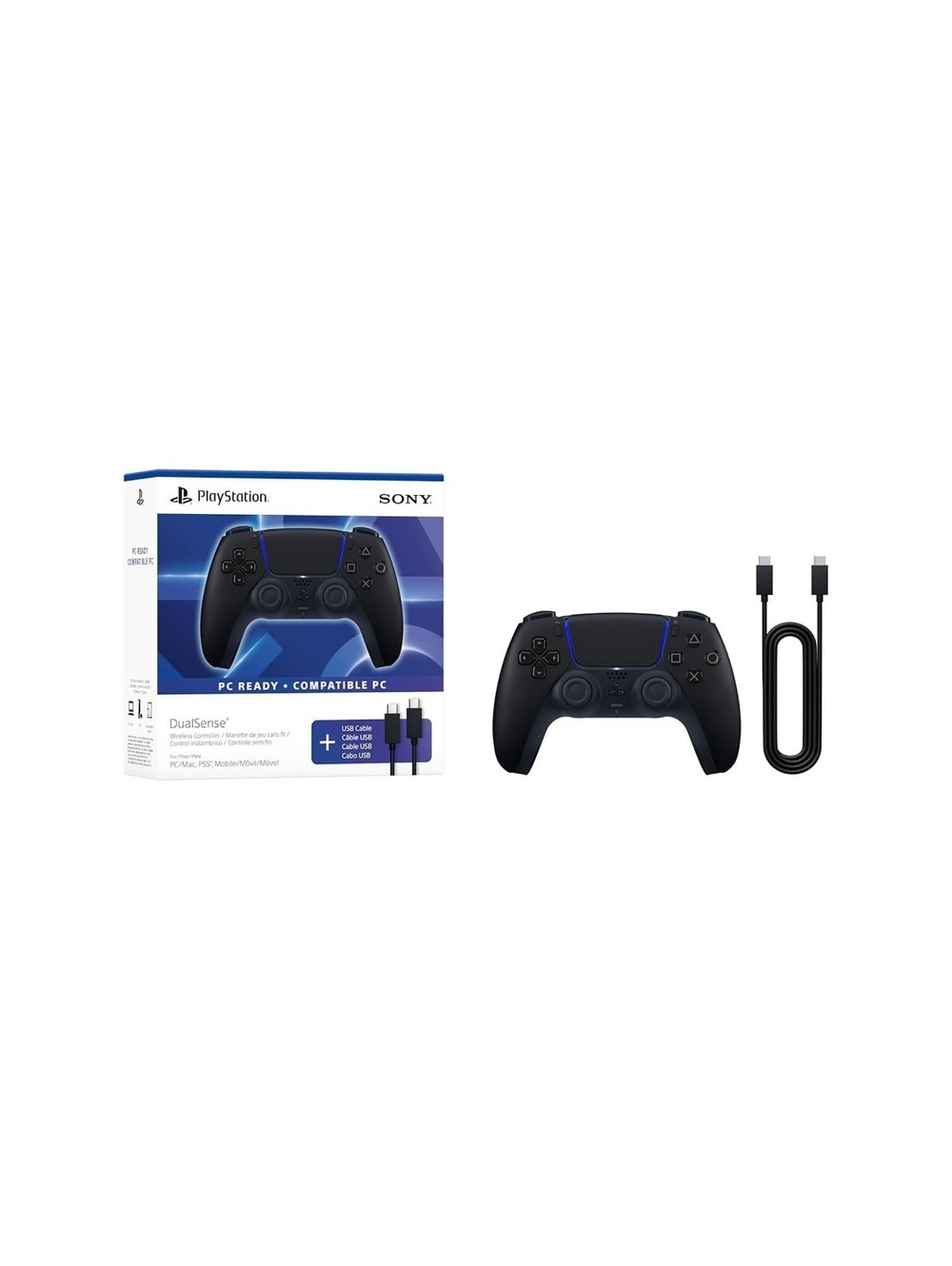 DualSense Wireless Controller for PS5 with USB Cable for PC - Midnight Black
